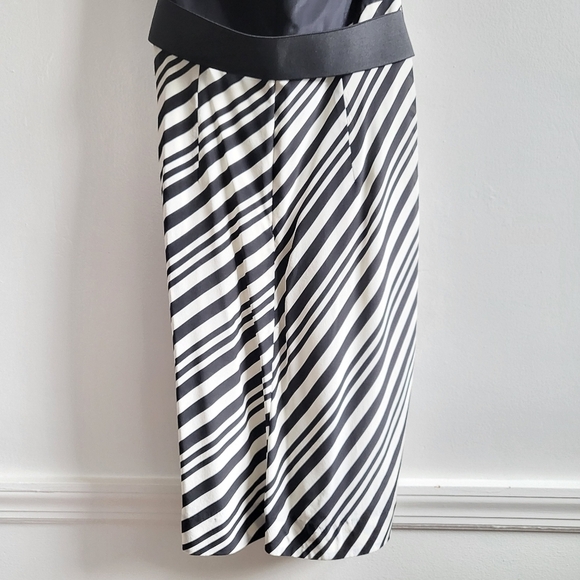 Shoshanna Strapless Draped Tulip Striped Black/White Mini Cocktail Dress Size 6 - Picture 10 of 12